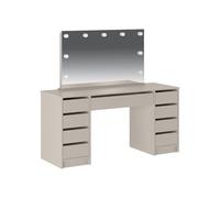 Vente-unique-Tocador Doble con Espejo con Leds - 9 cajones - Beige - JENEMI