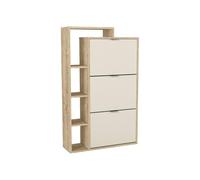 Vente-unique - Zapatero Rivaya - L 80cm x A 25cm x H 128.6cm - melamina - Beige, Color Natural Claro