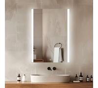 Venti 50x70 cm Espejo de Baño LED, Espejo de Baño con Iluminación, Vertical, LED con Interruptor Táctil, con Bordes Laterales Iluminados
