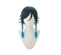 Venti Cosplay Wig Genshin Impact Cosplay Black Blue Heat Resistant Synthetic Hair Venti Halloween Cosplay