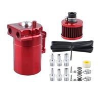 Ventilación del Cárter filtrar Depósito de aceite universal, respiradero, tanque + kit de filtro, cilindro, aluminio, plateado, morado, negro, azul y rojo(Red)