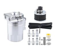 Ventilación del Cárter filtrar Depósito de aceite universal, respiradero, tanque + kit de filtro, cilindro, aluminio, plateado, morado, negro, azul y rojo(Silver)