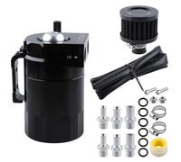 Ventilación del Cárter filtrar Depósito separador de aceite de 300 ml con filtro de ventilación, separador de aceite y aire de motor de aluminio, accesorios para coche(Black)