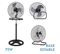 FABRILAMP Ventilador 3 En 1 Recio Negro 50 D 3 Vel. 70w 3 Aspas Aluminio En Plata Oscilante