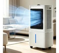 Ventilador acondicionador portátil 3-en-1, enfriador de aire con humidificador, gran depósito 25L, 3 velocidades, 3 modos, oscilación 120°, mando para habitación