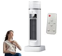 Ventilador Aire Frío Sin Aspas Seguro Niños | Portátil con Hielo/Agua, Aire Acondicionado Silencioso 6 Velocidades + Tanque Remoto y Humidificador para Dormitorio/Oficina (Modo Noche) (Blanco)