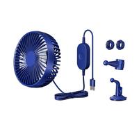 Ventilador alimentado por USB con clip de reposacabezas seguro, almohadilla de succión de 360 grados, flujos de aire ajustables para coche, viajes, oficina, espacios domésticos, ventilador de coche