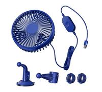Ventilador alimentado por USB con clip de reposacabezas seguro, almohadilla de succión de 360 grados, flujos de aire ajustables para coche, viajes, oficina, espacios domésticos, ventilador de
