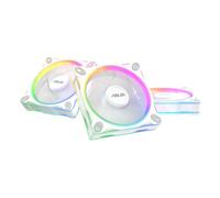 ASUS Prime MR120 ARGB Triple Pack White Edition, Ventiladores PWM de 120 mm, 20 LED ARGB, velocidad del ventilador de 1600 RPM, flujo de aire de 58 CFM, marco de 28 mm de grosor, Aura Sync