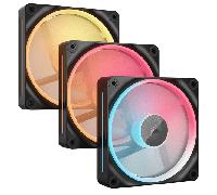 CORSAIR iCUE Link LX120-R RGB 120mm Ventilador Inverso PWM - Kit de Triple Ventilador - Bajo Nivel de Ruido, Cojinete de Cúpula Magnética, Lazos de Luz Duales, Tornillos QuikTurn™, Cero RPM - Negro