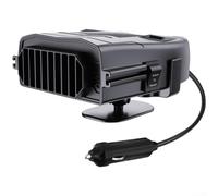 Ventilador calefactor de coche 2 en 1 con rotación ajustable de 360 grados para descongelar parabrisas y circulación de aire del vehículo (negro)