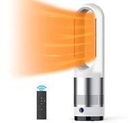 Ventilador calefactor sin aspas,refrigeración y calefacción,ventilador calefactor de torre oscilante de 80° sin aspas,ventilador silencioso,3 calefacciones/8 velocidades/temporizador 8H/pantalla LED