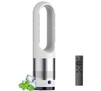 Ventilador Calefactor sin aspas Torre Calor frío purificador Aire Control Remoto Temporizador 8 Horas velocidades oscilación 18" 80°pie Interiores(Oficina Dormitorio hogar).