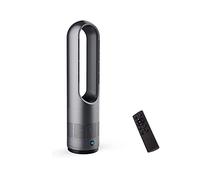 Ventilador calefactor torre sin aspas, purificador aire 10 velocidades, refrigerador multiplicador aire para dormitorio, control remoto de 6 m, sensación de viento de 8 velocidades y temporizador 8h