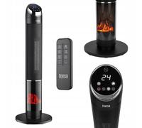 Ventilador cerámico eléctrico táctil oscilante 2000w calefacción chimenea lcd 100cm + mando