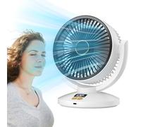 Ventilador Circulador de Aire, Ventilador Oscilante Recargable Con Pantalla Digital, Dispositivo de Enfriamiento Inteligente USB para Dormitorio Dormir Acampar Senderismo Viaje Hogar Lugar de