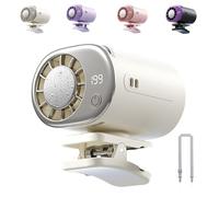Ventilador Clip On 2026 Para Coche Y Escritorio, Ventilador Portátil Con Pantalla Led De 199 Velocidades, Rotación De 360° Y Batería Recargable Usb De 2000mah, Ventilador Mini Personal Para Ofi white