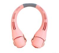 Ventilador colgante de cuello recargable con 3 velocidades ajustables y diseño innovador de flujo de aire para una mejor circulación en uso al aire libre (rosa)