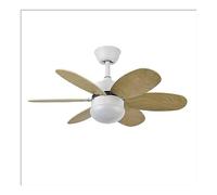 Ventilador DC 6 aspas, reversible blanco/haya, 41x85 cm, control remoto y temporizador, ideal para climatizar espacios y mejorar el confort.