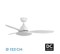 Ventilador dc blanco yael 72w 3000-4000-6000k 122d 7200lm 3 aspas, rem