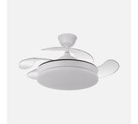 ABRILA-Ventilador DC Tridente 59W Niquel| 4 Aspas Desplegables | Luz LED Regulable | Control Remoto + Temporizador