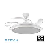 Ventilador dc esparta maxi 80w blanco, 132d, 5 aspas, 10255lm, 3000k/4