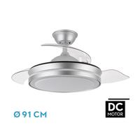 Fabrilamp Ventilador de techo Esparta S Níquel con iluminación LED y motor DC
