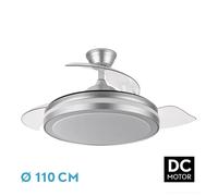 Ventilador DC Esparta Plus 59W 6120lm Plata 107D 3 Aspas Envío 3000-4000-6000K Remoto + Temporizador + Memoria