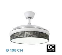 Ventilador dc moda 72w blancoetris gris 108d 3aspas 7200lm 3000-4000