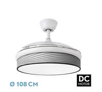 Ventilador dc moda 72w blanco/surco gris 108d 3aspas 7200lm 3000k,4000