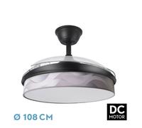 Abrila - ventilador dc moda - color negro con tres aspas desplegables