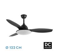 Ventilador dc negro yael 72w 3000-4000-6000k 122d 7200llm 3 aspas, rem