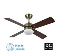 Ventilador con motor DC SOFIA Cuero 4 Aspas FABRILAMP