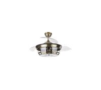 ABRILA-Ventilador DC Tornado Cuero| 3xE27 | 91D | 3 Aspas Retráctiles | 6 Velocidades | Control Remoto y Temporizador