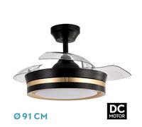 Ventilador Dc Viper Negro/oro 48w 3aspas 91d 4800lm 6vel 3000k,4500k,6000k, Remot+temporizador+memoria