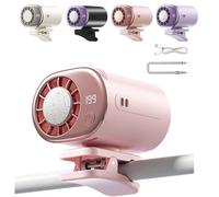 Ventilador de aire acondicionado con clip para coche con pantalla LED, mini sistema de refrigeración portátil para vehículo, dispositivo alimentado por batería recargable por USB, rotación de 360°