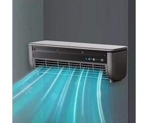 Ventilador de Aire Acondicionado montado en la Pared, Unidad de refrigeración Recargable sin conductos con Control Remoto, instalación sin Taladro, Carga USB, Enfriador de Aire para Dormitorio,