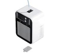 Ventilador de aire acondicionado personal portátil - Ventilador refrescante de escritorio con nebulizador - Pantalla digital 2 velocidades 2 nebulizaciones para interiores exteriores oficina camping