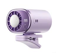 Ventilador de aire acondicionado portátil con clip con refrigeración semiconductora de 16 °C, 199 velocidades, rotación de 360° y pantalla LED, recargable USB-C de 2000 mAh para asiento de coche