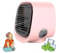 Ventilador de aire acondicionado portátil con refrigeración de 3 velocidades, refrigeración instantánea, funcionamiento ultrasilencioso, luz nocturna integrada para el hogar, oficina, dormitorio
