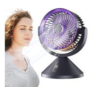 Ventilador de aire circulante | Ventilador de escritorio recargable portátil iluminado por LED con 100 velocidades para dormitorio, mesita de noche, aula, cama