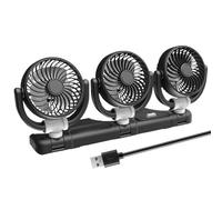 Ventilador de aire para coche, triple cabeza giratoria, 12 V, 24 V, vehículo con ventilador de velocidad de aire, de refrigeración portátil para camiones Van Suv Rv Road Trip Travel Hot