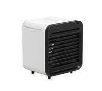 Ventilador de aire portátil - Aire acondicionado evaporativo refrigerado por agua de escritorio pequeño con caja de hielo, mini ventilador alimentado por batería recargable, 3 velocidades de viento