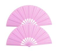 Ventilador de baile de color claro, 2 unidades, plegables, sólidos, para rendimiento, ligero, portátil, con mango ergonómico, gran refrigeración, escenario de verano, fiestas, color rosa
