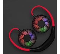 Ventilador de Banda para el Cuello,Ventilador deportivo Brillante Halter Fan Tercera generación Ventilador perezoso con cuello LED Ventilador colgante con cuello brillante Personalizable-Negro rojo