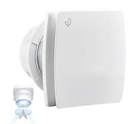 Ventilador de baño de 100 mm con seguimiento, ≤ 34 dB silencioso y potente extractor, 12 W, 2400 rpm, IPX4, ventilador de pared con válvula antirretorno, fácil de instalar, ventana, techo, pared en el