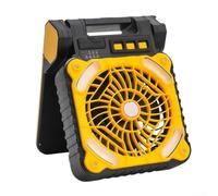 Ventilador de batería portátil de 3.8W 6V con panel solar, recargable de 5200 mAh con luz LED y función de temporizador para el hogar y al aire libre (amarillo)