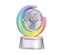 Ventilador de camping con luz LED, escritorio de refrigeración, USB recargable, brisa personal, ventilador humidificador portátil, velocidades ajustables, tanque de agua de 600 ml, dispositivo de