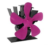 Ventilador de chimenea portátil de 5 asas, calefactor de calor para estufa de leña, distribución eficiente del calor para camping y pesca en hielo, ventilador compacto sin electricidad (magenta)