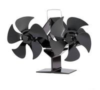 Ventilador de chimenea - Ventilador de estufa alimentado por calor para estufas de leña - Montaje magnético en tubería de chimenea o instalación de correa - Funcionamiento silencioso - Metal - Negro